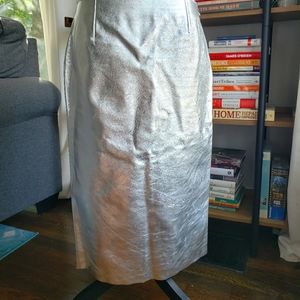 Maje Silver Leather Skirt Waist 32 Size 3
